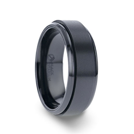 PHANTOM Black Titanium Spinner Ring, 8mm