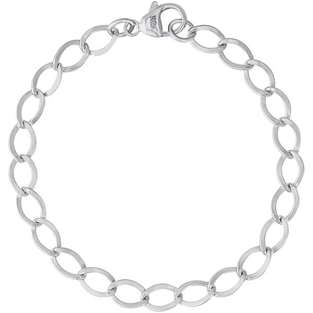 The Rembrandt Charms Dapped Curb Link Sterling Silver Bracelet features 8-inch dapped curb links and a lobster clasp.