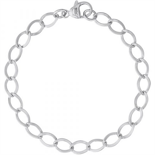 The Rembrandt Charms Dapped Curb Link Sterling Silver Bracelet features 8-inch dapped curb links and a lobster clasp.