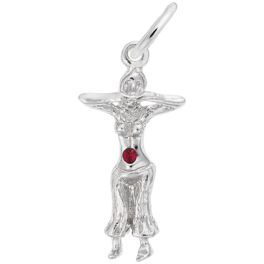 Belly Dancer With Stone Charm in Sterling Silver