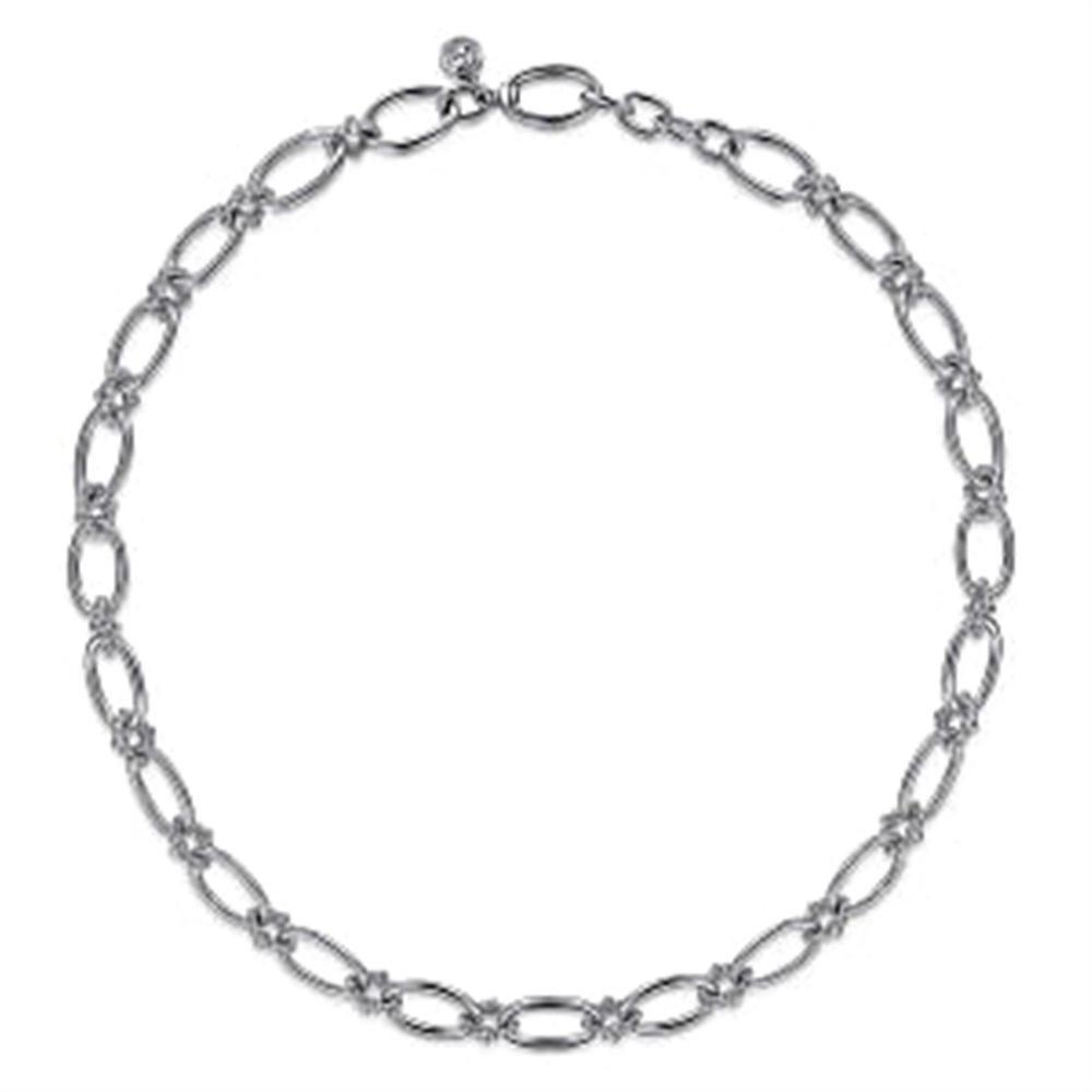 925 Sterling Silver Oval Link Chain 
Necklace with Bujukan Connectors