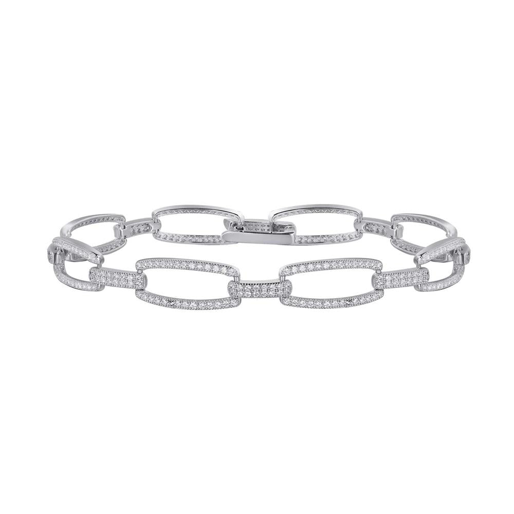 Sterling Silver Elegant Halo Link Bracelet | Lafonn