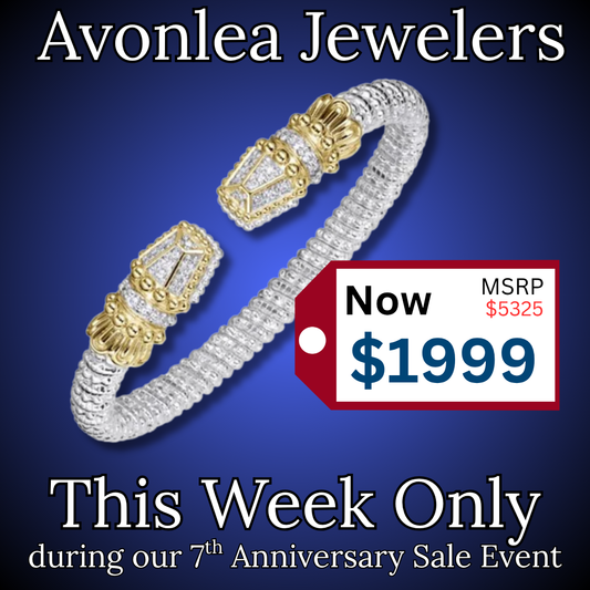 Alwand Vahan Jewelry's 14K yellow gold & sterling silver diamond bracelet (6mm) is now $1999 (MSRP $5325) at Avonlea Jewelers during our 7th Anniversary Sale—this week only!.