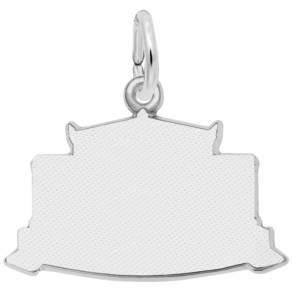 The Field Museum of Natural History Charm in Sterling Silver by Rembrandt Charms features a rectangular sign design with rounded corners and small decorative points at each corner. Its textured surface adds elegance, while the small, round loop makes it easy to hang on a necklace or bracelet—perfect for any Rembrandt Charms collection or as a unique addition to your jewelry.