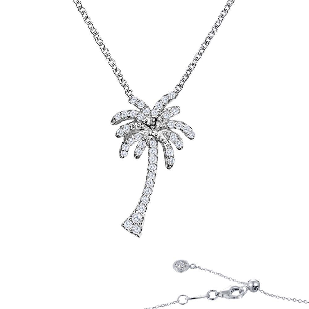 Introducing the Tropical Palm Tree Necklace by Lafonn—a timeless classic for any jewelry collection. This exquisite piece features a pendant in the shape of a palm tree, encrusted with Lafonn Lassaire simulated diamonds. The delicate design includes a sterling silver chain bonded with platinum and an adjustable clasp, adding both sophistication and versatility to your style.