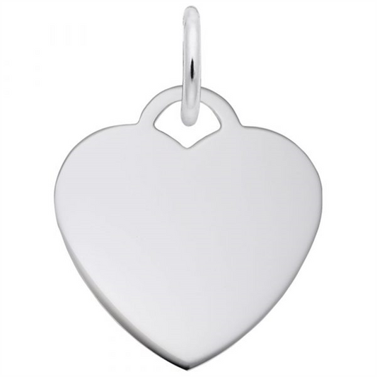 The Rembrandt Charms small heart classic is a silver, polished, heart-shaped pendant with a loop for attaching to a necklace or bracelet.