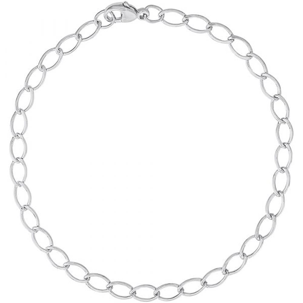 A delicate, 7-inch Rembrandt Charms Charm Bracelet / Sterling Silver made of oval-shaped links arranged in an alternating small and large pattern, secured with a clasp. The simple yet elegant design is suitable for various occasions. The bracelet is against a plain white background.