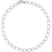 A delicate, 7-inch Rembrandt Charms Charm Bracelet / Sterling Silver made of oval-shaped links arranged in an alternating small and large pattern, secured with a clasp. The simple yet elegant design is suitable for various occasions. The bracelet is against a plain white background.