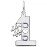 Introducing the Rembrandt Charms Number One Dad Charm, crafted from sterling silver. This delightful pendant is designed in the shape of the number one, embellished with a small heart and flanked by the letters "D" on either side to create the phrase "D♥D." Featuring a convenient loop at the top, it can easily be attached to any chain or bracelet—making it an ideal gift for celebrating the Number One Dad in your life.