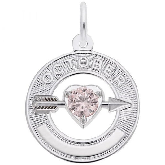 10 October Birthstone Charm in Sterling Silver