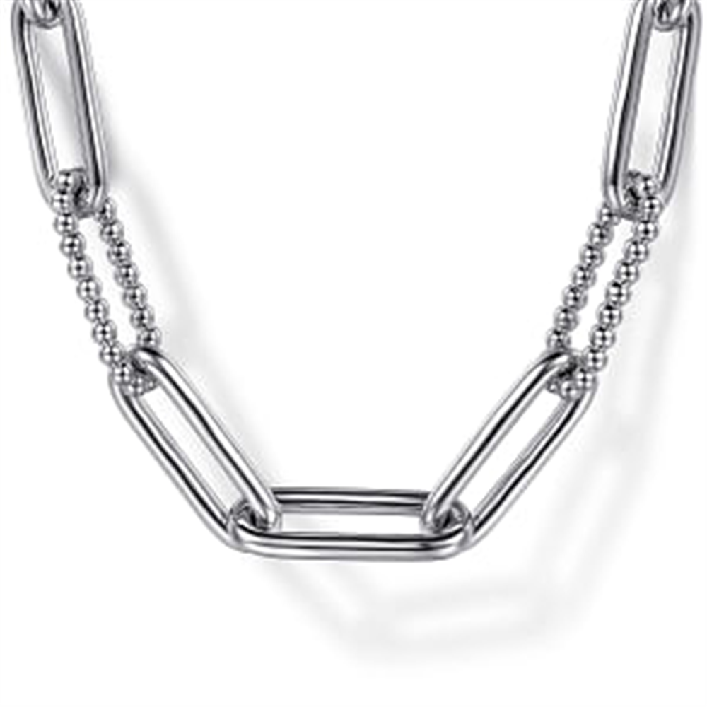 925 Sterling Silver Oval Link Chain 
Necklace with Bujukan Stations