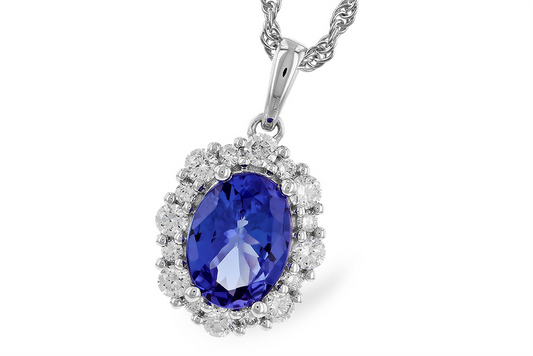 14K Gold Necklace with Tanzanite and Diamonds