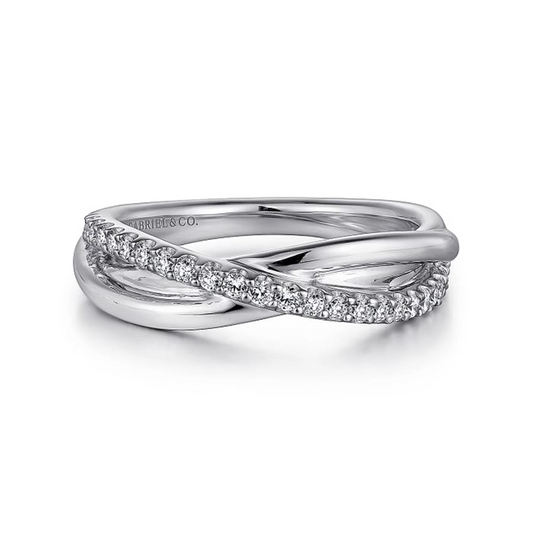 925 Sterling Silver White Sapphire Pavé 
Criss Cross Ring *Contempora