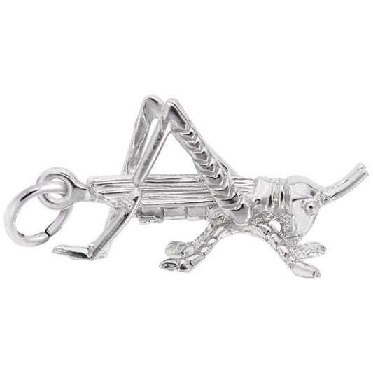 Fashioned in sterling silver, the Cricket-Grasshopper Charm captures the intricate details of a grasshopper. Featuring a convenient ring for easy attachment, it's an ideal addition to your necklace or bracelet collection. This elegant and whimsical piece is a fine creation by Rembrandt Charms.