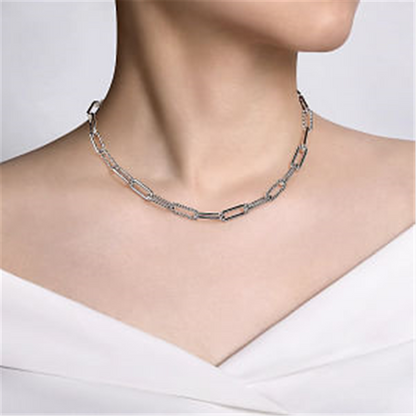 925 Sterling Silver Oval Link Chain 
Necklace with Bujukan Stations