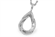 Allison Kaufman's Swirl Diamonds 14K White Gold Necklace, featuring a teardrop design adorned with diamond accents on a twisted chain, exudes timeless elegance.