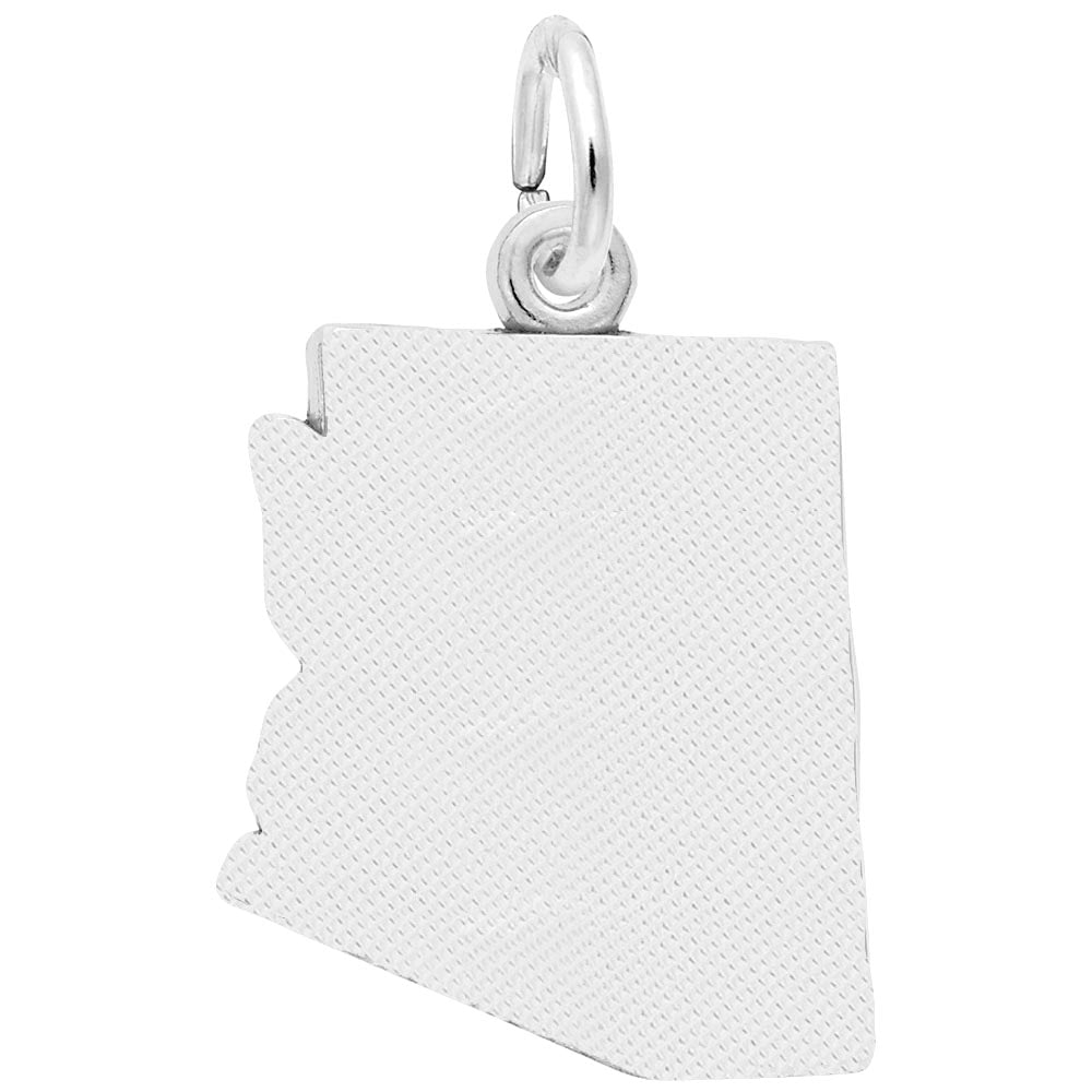 sterling silver Arizona map charm reverse side with textured surface for engraving