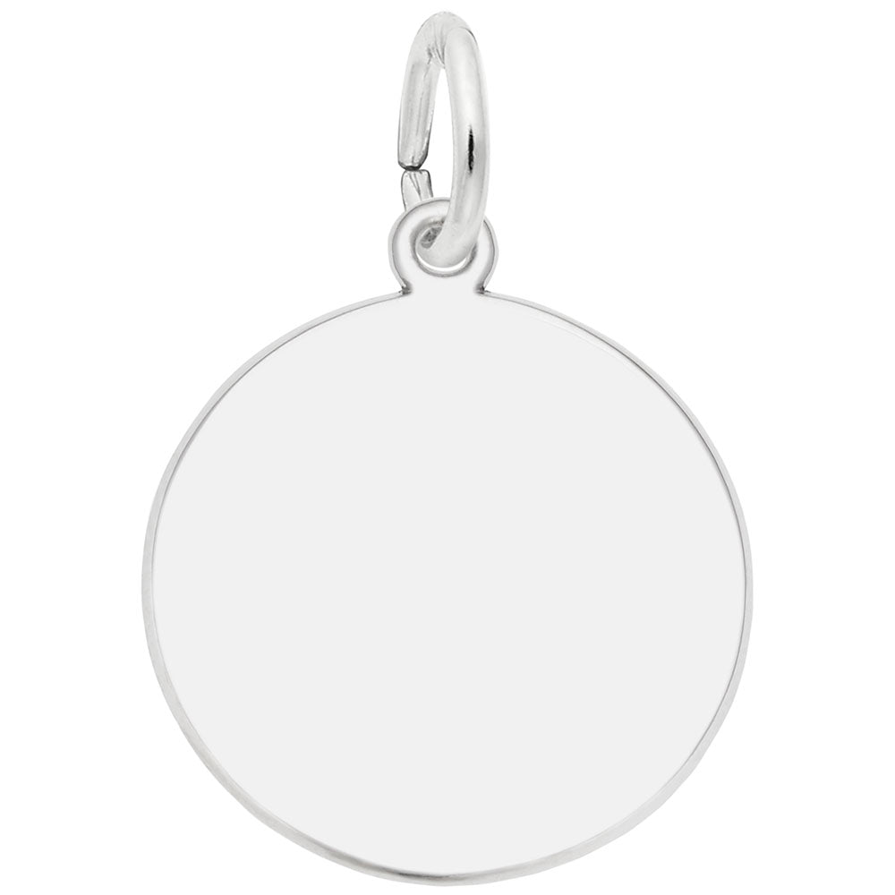The Covid-19 First Responders Charm in sterling silver by Rembrandt Charms is a simple, round pendant featuring a small loop at the top for easy attachment to a chain. Its sleek and reflective design captures the classic elegance of Rembrandt Charms, making it a timeless accessory.