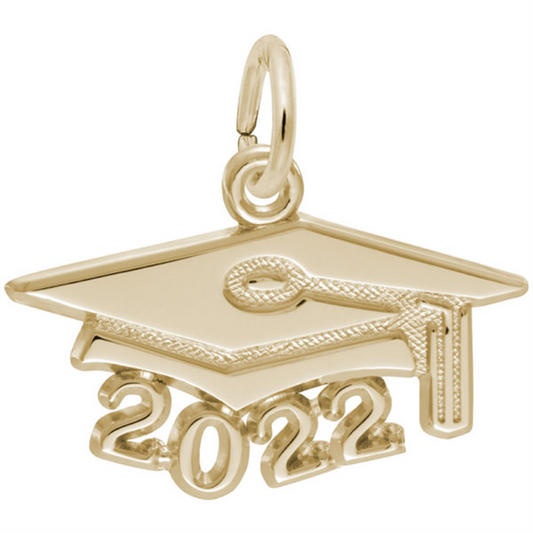 Large Grad Cap 2022 Charm / 10K Yellow Gold