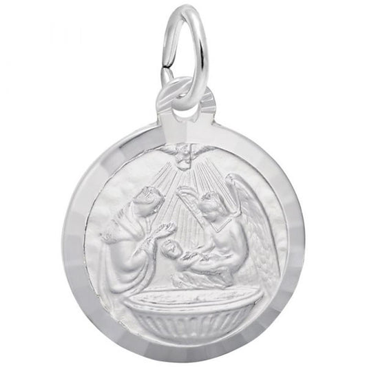 Baptism Disc Charm / Sterling Silver