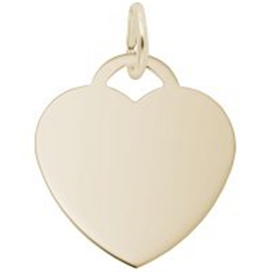 The Rembrandt Charms MED HEART -35 GP pendant gleams smoothly with a polished finish and a small loop for chain attachment, showcasing the subtle reflections of its exquisite 35 GP gold craft.