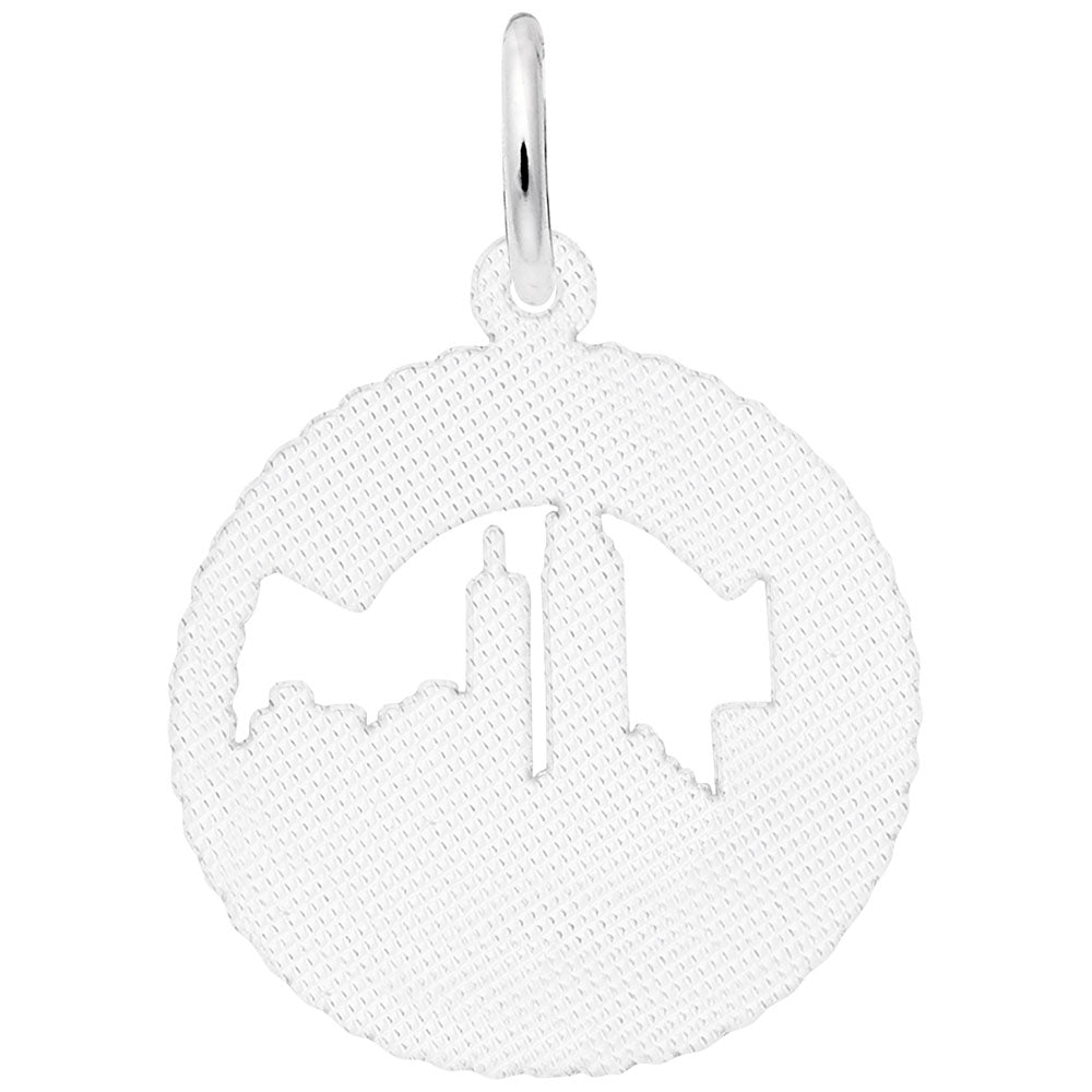 sterling silver Atlanta skyline open rope disc charm reverse side with textured side for engraving