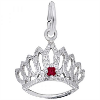 Introducing the Tiara With Birthstone Charm (January) – Sterling Silver by Rembrandt Charms. This beautifully crafted silver charm features intricate crown-like detailing and a centrally set garnet gemstone, the perfect symbol for January birthdays. Designed with a convenient loop at the top, it’s ideal for adding to your favorite chain or bracelet as a unique tiara accent or a sparkling piece in your garnet jewelry collection.