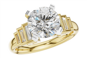 The Allison Kaufman L7941 is a 14K 2 tone, Baguette, SEMI Engagement Ring featuring a modern stepped design with baguette accents for a bold, contemporary look.