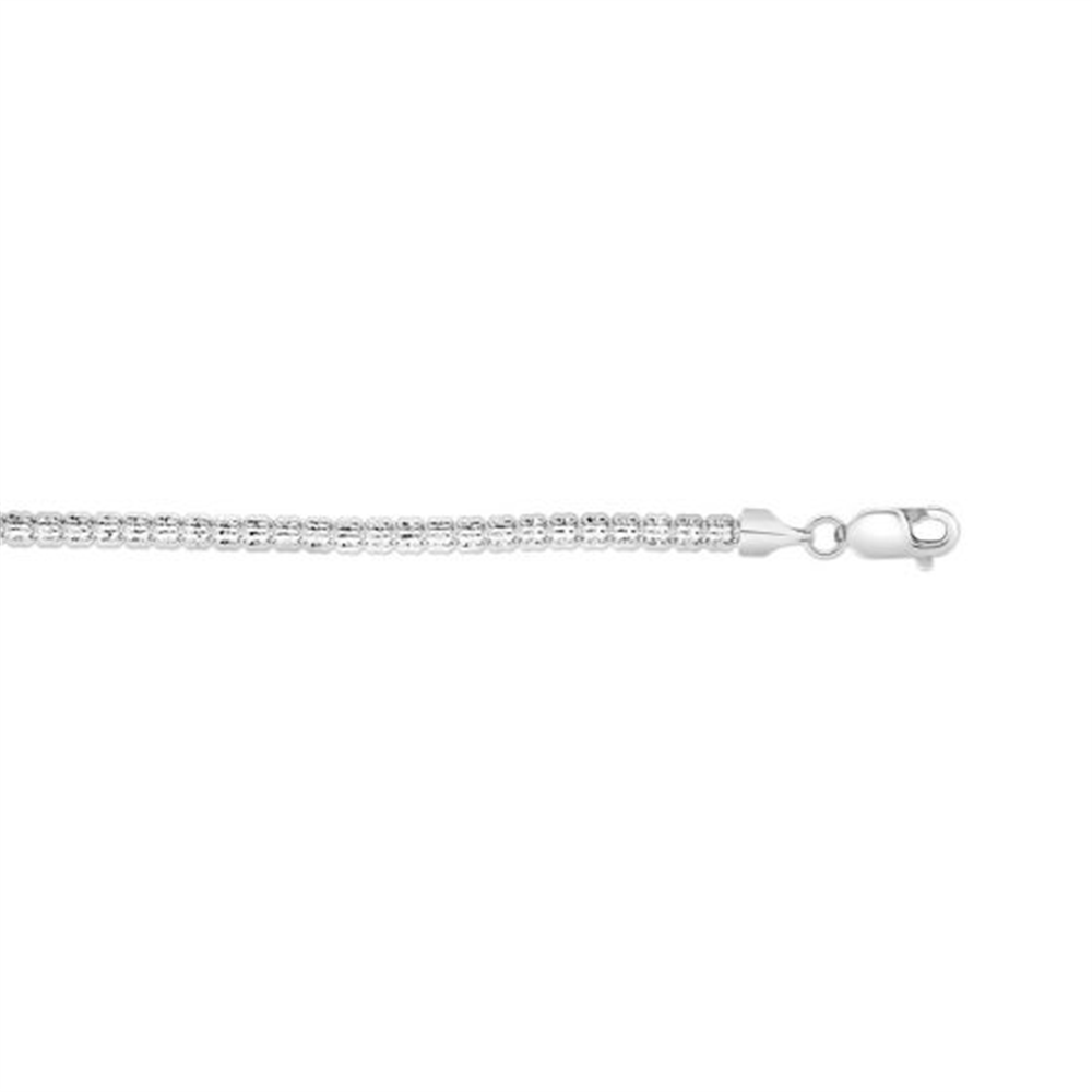 14K White Gold 3.14mm Fancy Ice Chain with Lobster Clasp - 20 inch