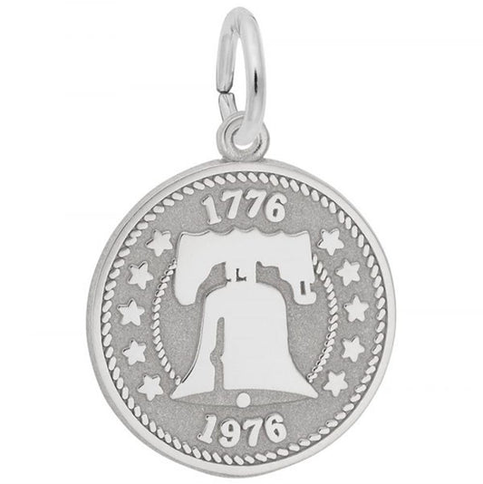 Liberty Bell Disc Charm / Sterling Silver