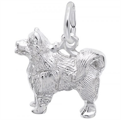 Expertly crafted by Rembrandt Charms, the Samoyed Dog Charm – Sterling Silver features a standing Samoyed dog facing left, complete with intricate fur texture, erect ears, curled tail, and a convenient circular loop on top for easy attachment to bracelets or necklaces. This detailed sterling silver charm is an ideal gift for any canine enthusiast and makes the perfect piece of dog lover jewelry.