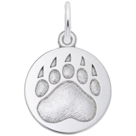 Bear Paw Print Charm in Sterling Silver