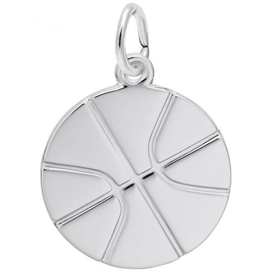 Basketball Flat Charm in Sterling Silver