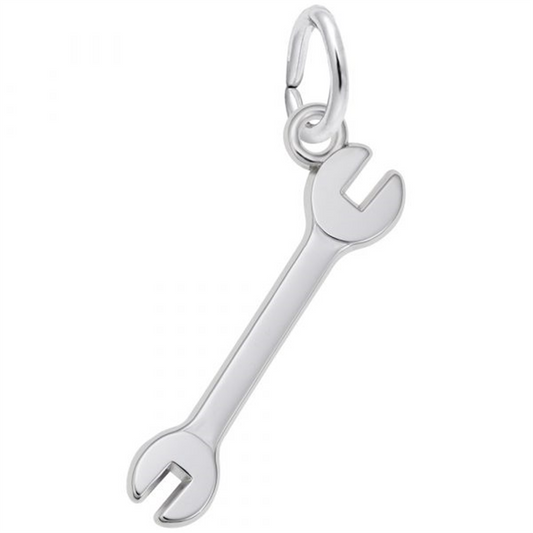 The Rembrandt Charms Wrench is a silver, wrench-shaped charm with a small loop for attaching to bracelets or necklaces. Its polished metallic finish highlights a simple, classic design, perfect for any tool enthusiast.