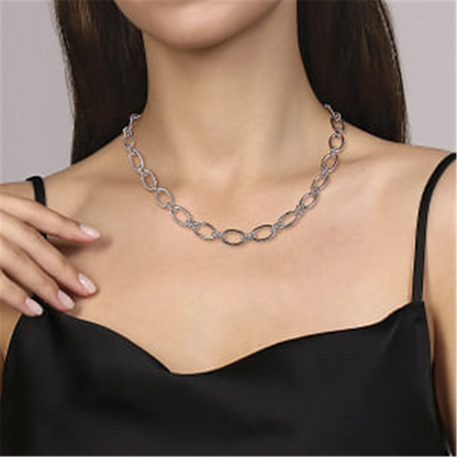 925 Sterling Silver Oval Link Chain 
Necklace with Bujukan Connectors