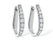 A pair of 14k White Gold Diamond Earrings (.50ctw) by Allison Kaufman, each featuring a row of round, sparkling G color diamonds set along the front edge, displayed against a white background.