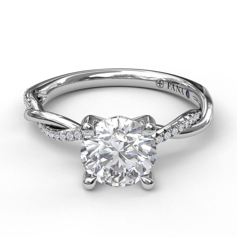 14K White Gold and Diamond Twist Engagement Ring | FANA