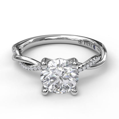 14K White Gold and Diamond Twist Engagement Ring | FANA