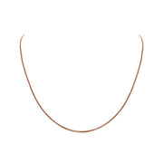 A delicate, thin Lafonn Sterling Silver Chain in rose gold with small, round links is showcased against a white background. Measuring 20", the unadorned necklace exhibits its elegant and minimalist design, making it a perfect addition to any jewelry collection.
