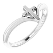 The Sterling Silver Cross Ring by Stuller-Stuller showcases a striking cross design prominently placed at the top center, seamlessly integrated into the band.