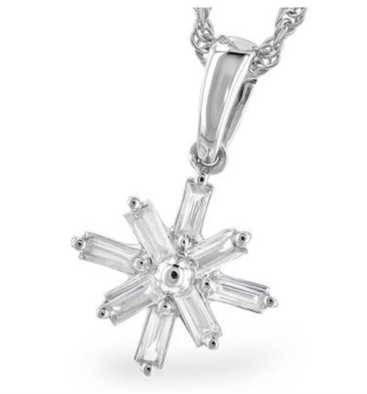 14K White Gold Snowflake Necklace with Diamonds