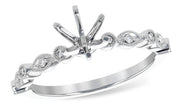 This elegant Allison Kaufman 2ct Head Semi Set Engagement Ring is crafted in luxurious 14k white gold and features a beautifully twisted band design. The ring showcases a combination of round and marquise-shaped accent stone settings, with an empty prong at the center—perfectly designed to hold your chosen centerpiece gemstone.