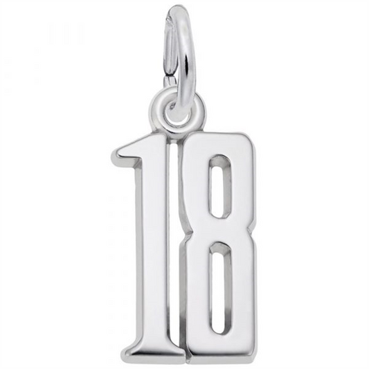 Number 18 Charm / Sterling Silver