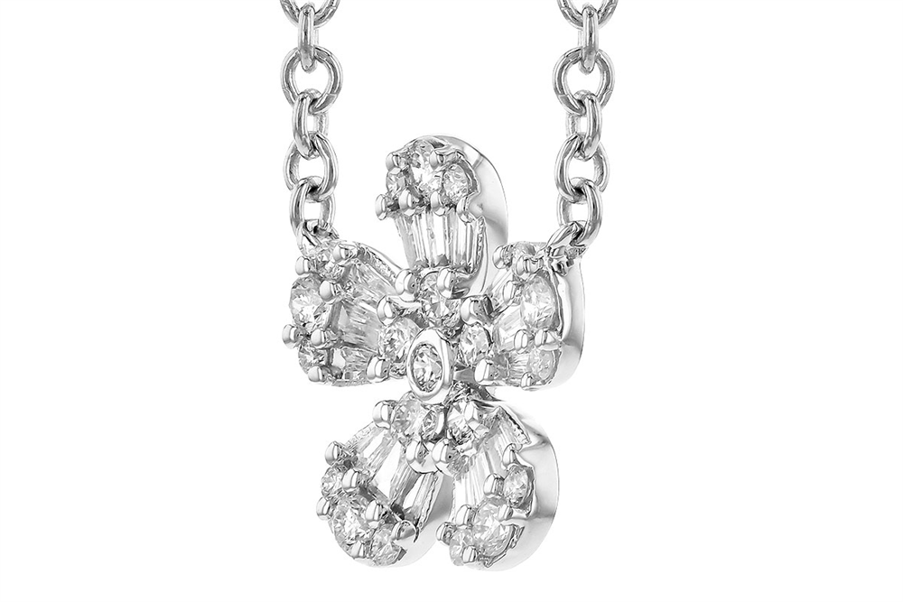 14K Gold Flower Diamonds Necklace