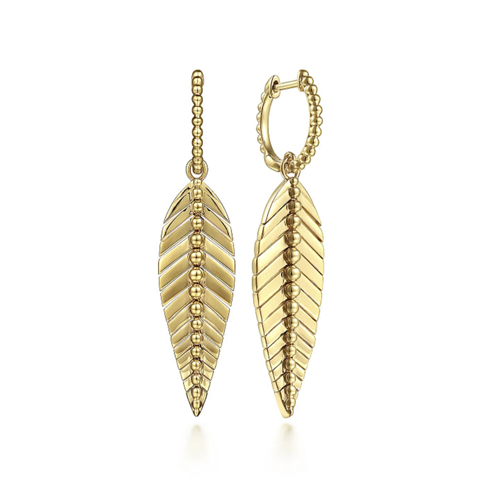 14K Yellow Plain Gold Huggie Drop Leaf Earrings
Serial No: S1733249
