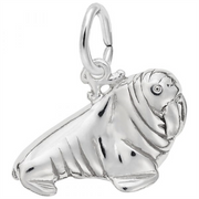 The Rembrandt Charms Walrus Charm in Sterling Silver comes with an attached ring for easy addition to a bracelet or necklace. This piece features detailed flippers, tusks, and wrinkles, capturing the essence of a walrus in a polished metallic finish.
