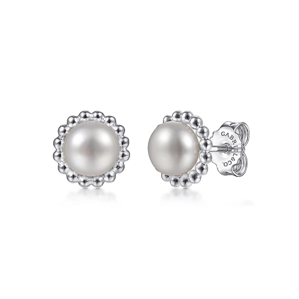 925 Sterling Silver Bujukan Pearl Stud 
Earrings *Bujukan Collection*