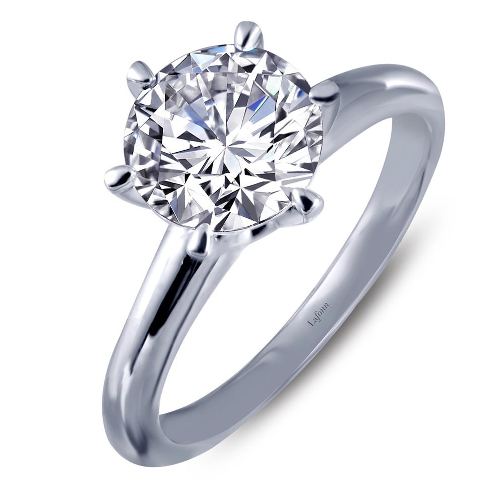 Presenting the Lafonn 1.28 CTW Solitaire Ring in size 7, featuring a breathtaking round-cut diamond set in a sleek six-prong setting. The polished finish of the band adds to the charm, making this silver engagement ring an exquisite choice for any occasion.
