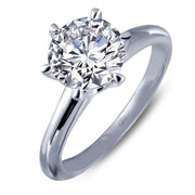 Presenting the Lafonn 1.28 CTW Solitaire Ring in size 7, featuring a breathtaking round-cut diamond set in a sleek six-prong setting. The polished finish of the band adds to the charm, making this silver engagement ring an exquisite choice for any occasion.