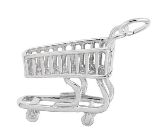 Shopping Cart Charm / Sterling Silver